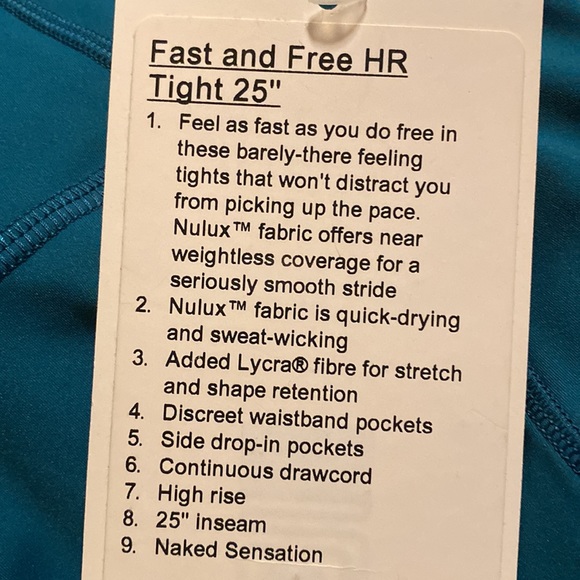 ❤️ Lululemon Laguna Fast & Free 25” Leggings Tights NWOT - Picture 4 of 4